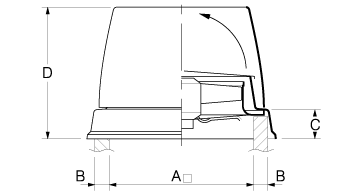 Dimension Drawing for Beta-Vent Series - Vertical Discharge Cowls 