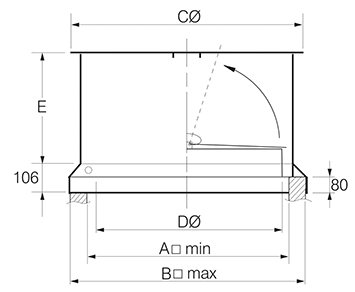 Dimension Drawing for Square Base Vertical Discharge Cowls 